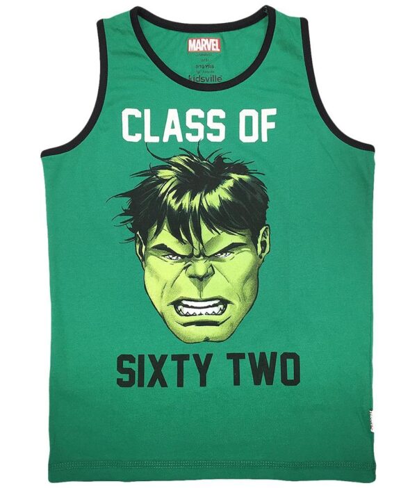 Avengers Green & Black Sleeveless Class Of Sixty Two Graphic T-shirt