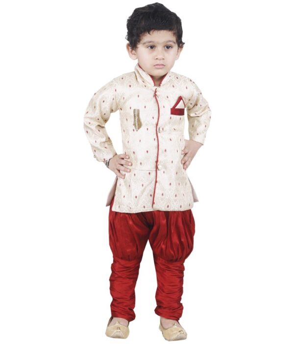 JBN Creation Beige & Maroon Indo Western