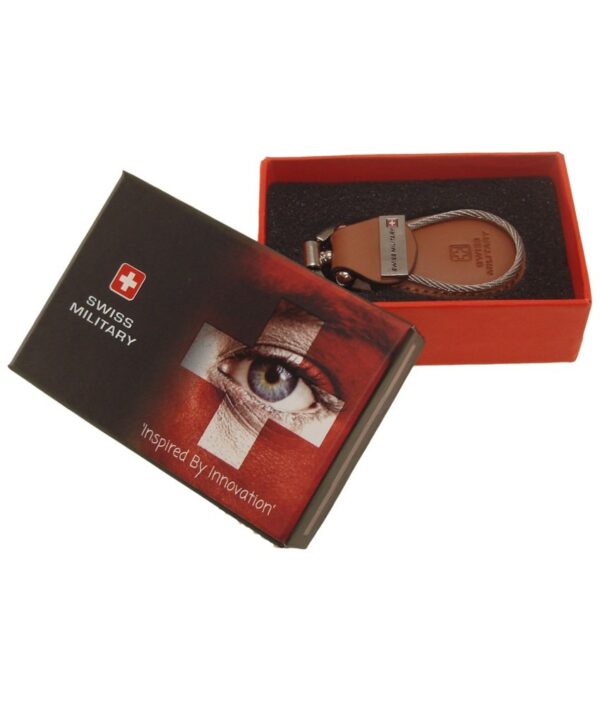 Swiss Military Brown Leather Keychain