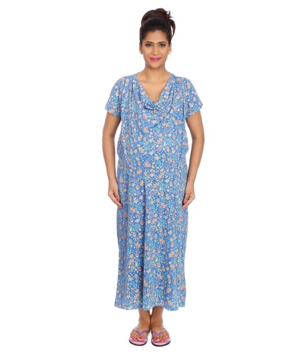Kriti Comfort Blue and Orange Cotton Hospital Gown