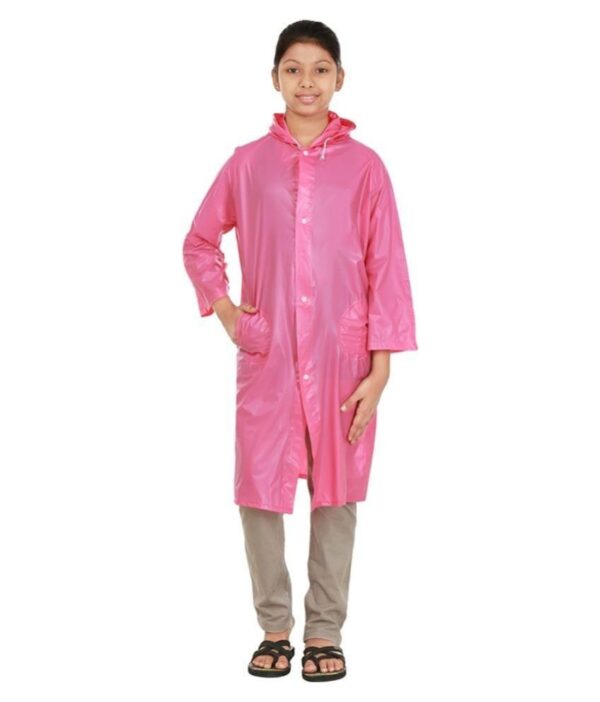 Rainfun Pink Waterproof Long Raincoat