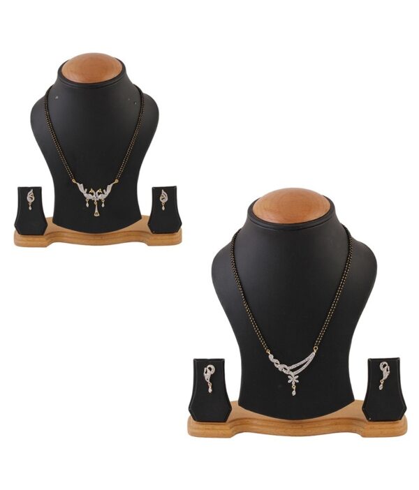 Zeneme Combo Of American Diamond Gold Plated Mangalsutra Set