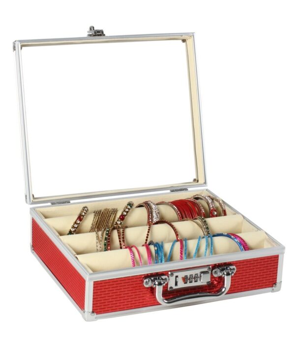 Classique Triple Rod Bangle Box With Numerical Safety Lock And Clear Top