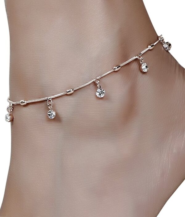 Aaishwarya Golden Crystal Single Anklet
