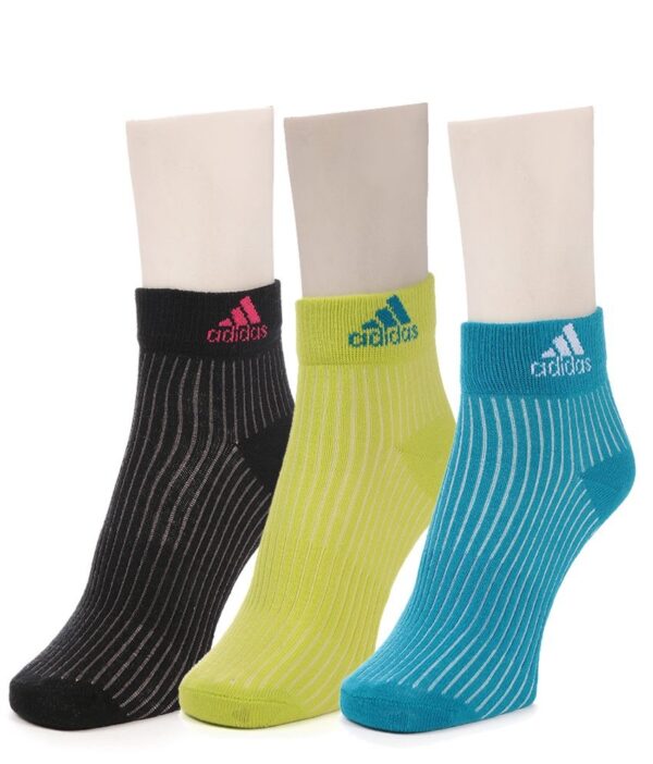 Adidas Womens Flat Knit Quarter Socks - 3 pair pack