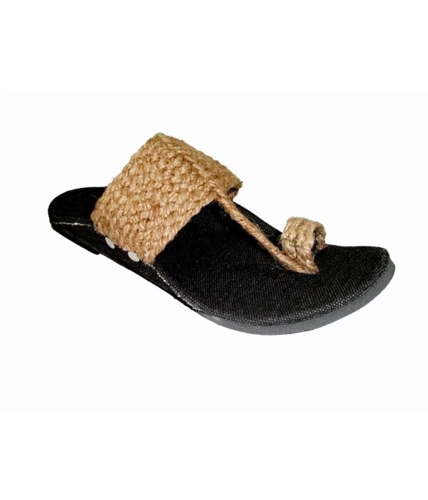 Panahi Mens Jute Fabric Kohlapuri Brown Sandal