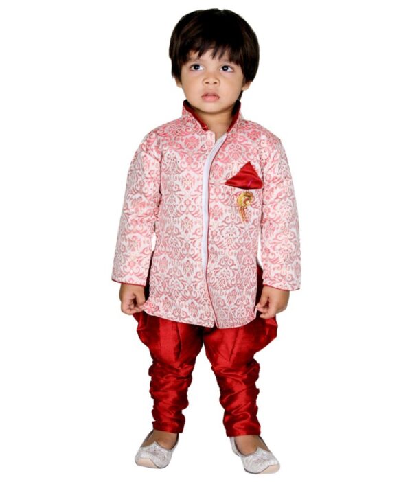 ny Toon Red Synthetic Sherwani